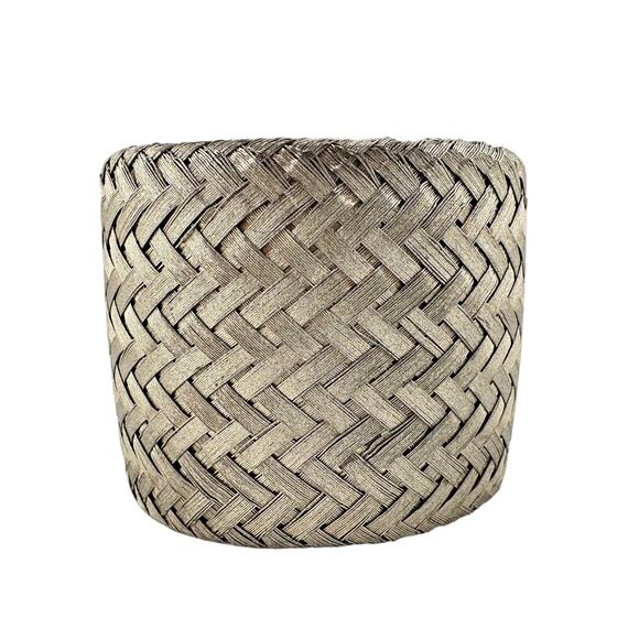 Sarah Cavender Metalworks Vintage Basketweave Silver Tone Wide Cuff 6.5 Bracelet - Picture 3 of 6